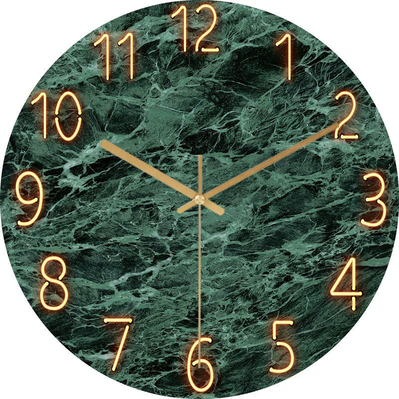 MarbleTime | Moderne Marmeren Analoge Wandklok - Stijlvol Decoratief Tijdsbeeld