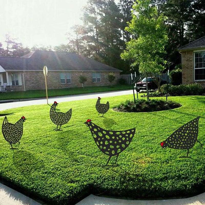 Clucko | Decoratieve metalen tuin kippen - Outdoor gazon beelden