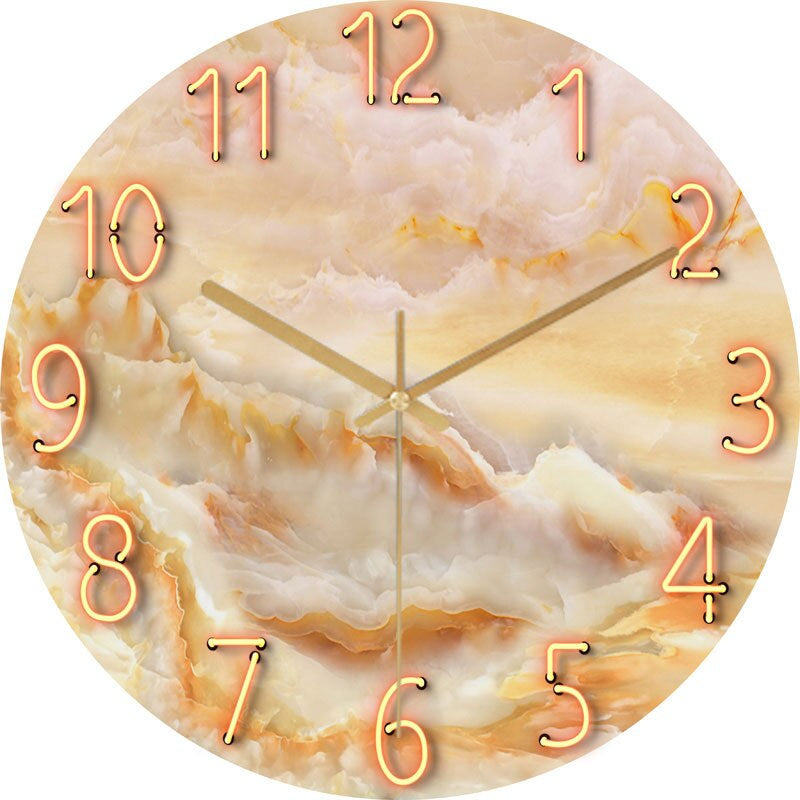 MarbleTime | Moderne Marmeren Analoge Wandklok - Stijlvol Decoratief Tijdsbeeld