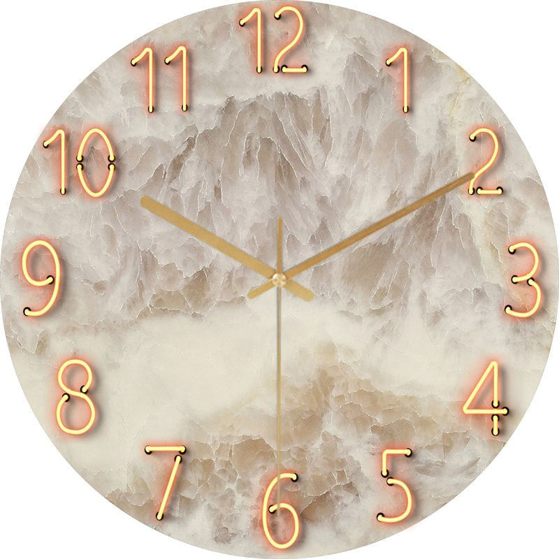 MarbleTime | Moderne Marmeren Analoge Wandklok - Stijlvol Decoratief Tijdsbeeld