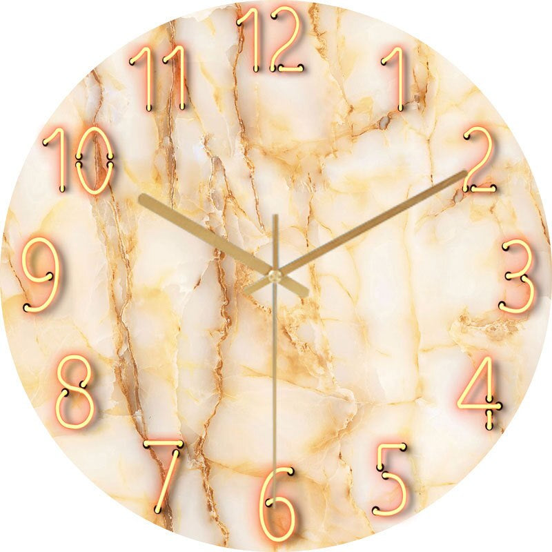 MarbleTime | Moderne Marmeren Analoge Wandklok - Stijlvol Decoratief Tijdsbeeld