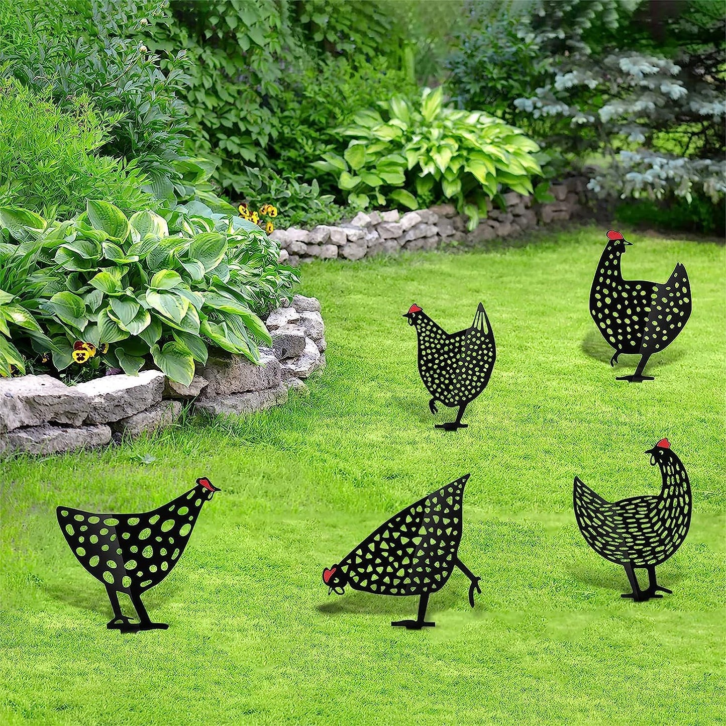 Clucko | Decoratieve metalen tuin kippen - Outdoor gazon beelden