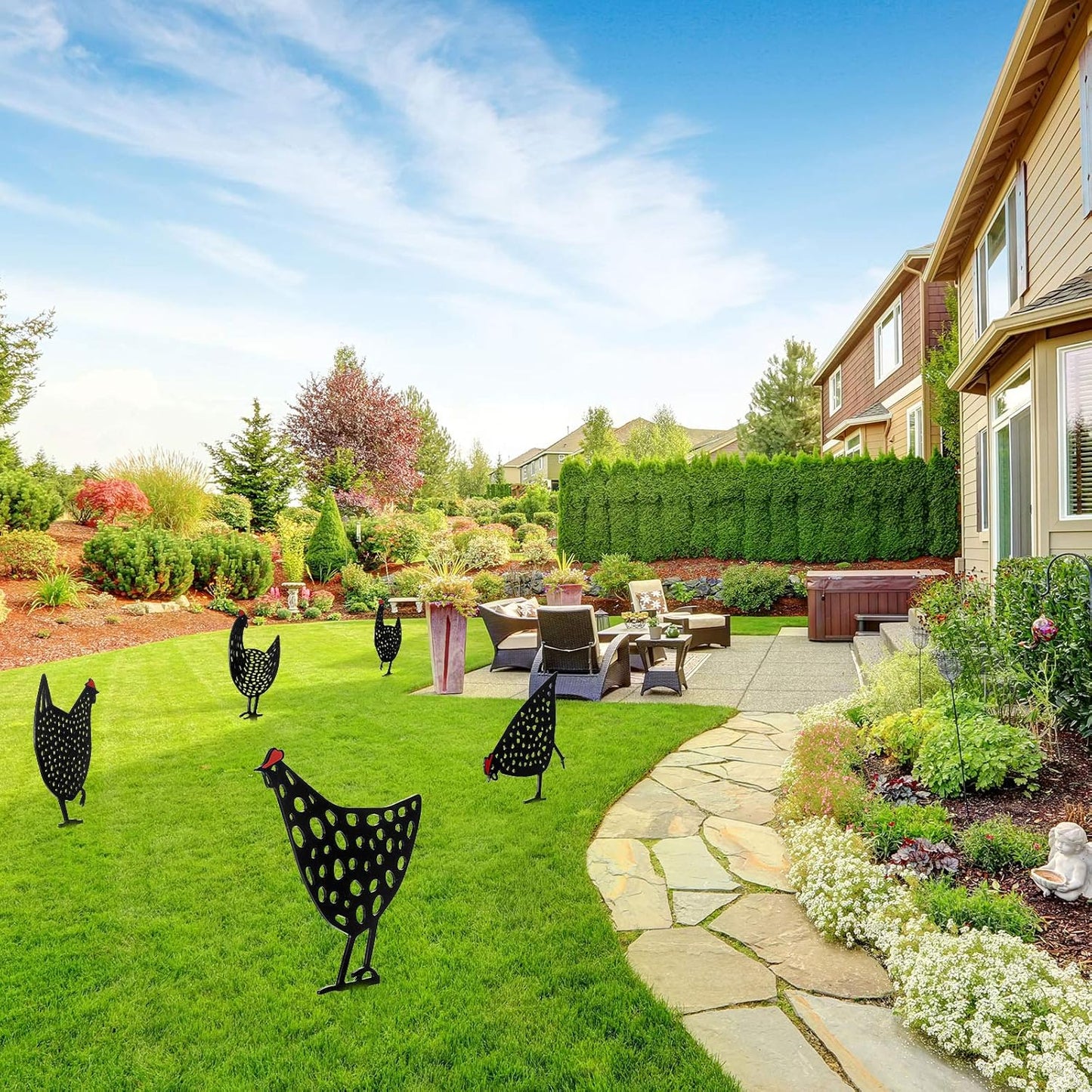 Clucko | Decoratieve metalen tuin kippen - Outdoor gazon beelden