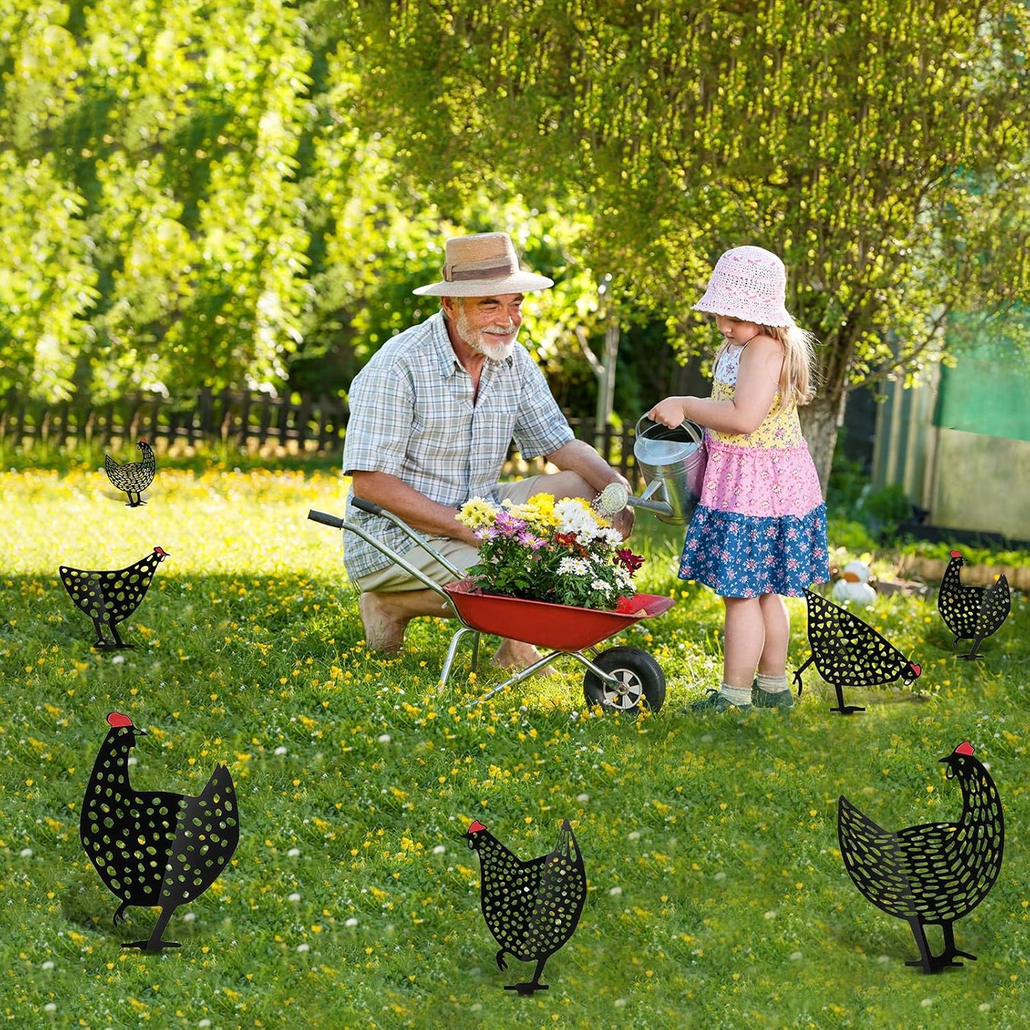 Clucko | Decoratieve metalen tuin kippen - Outdoor gazon beelden