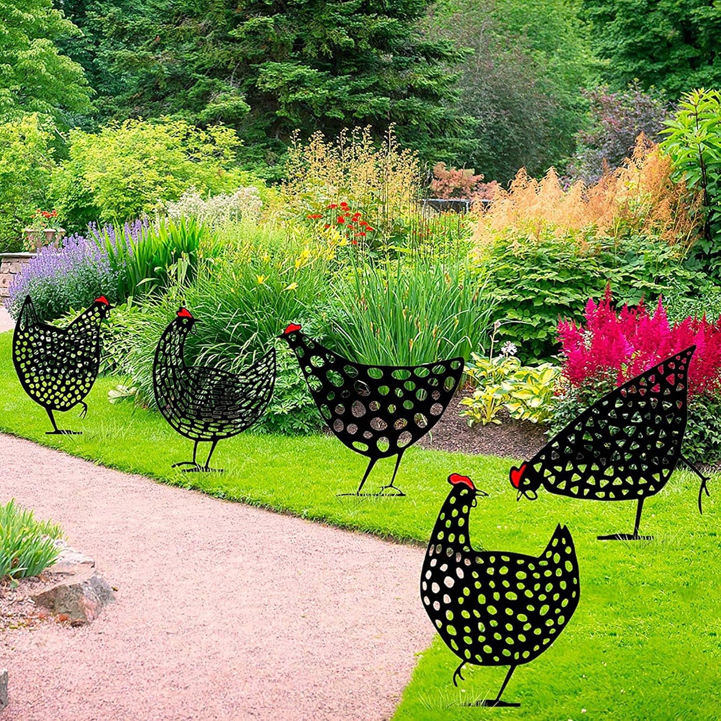 Clucko | Decoratieve metalen tuin kippen - Outdoor gazon beelden