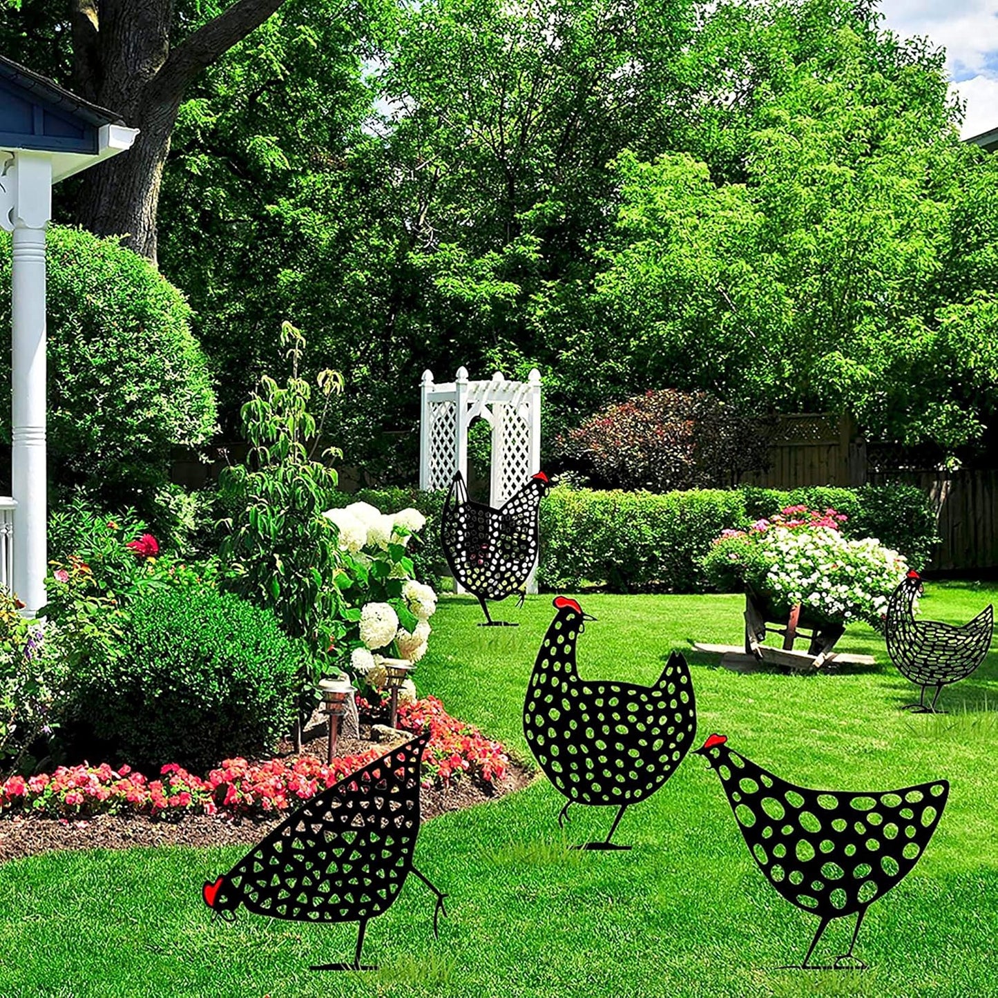 Clucko | Decoratieve metalen tuin kippen - Outdoor gazon beelden