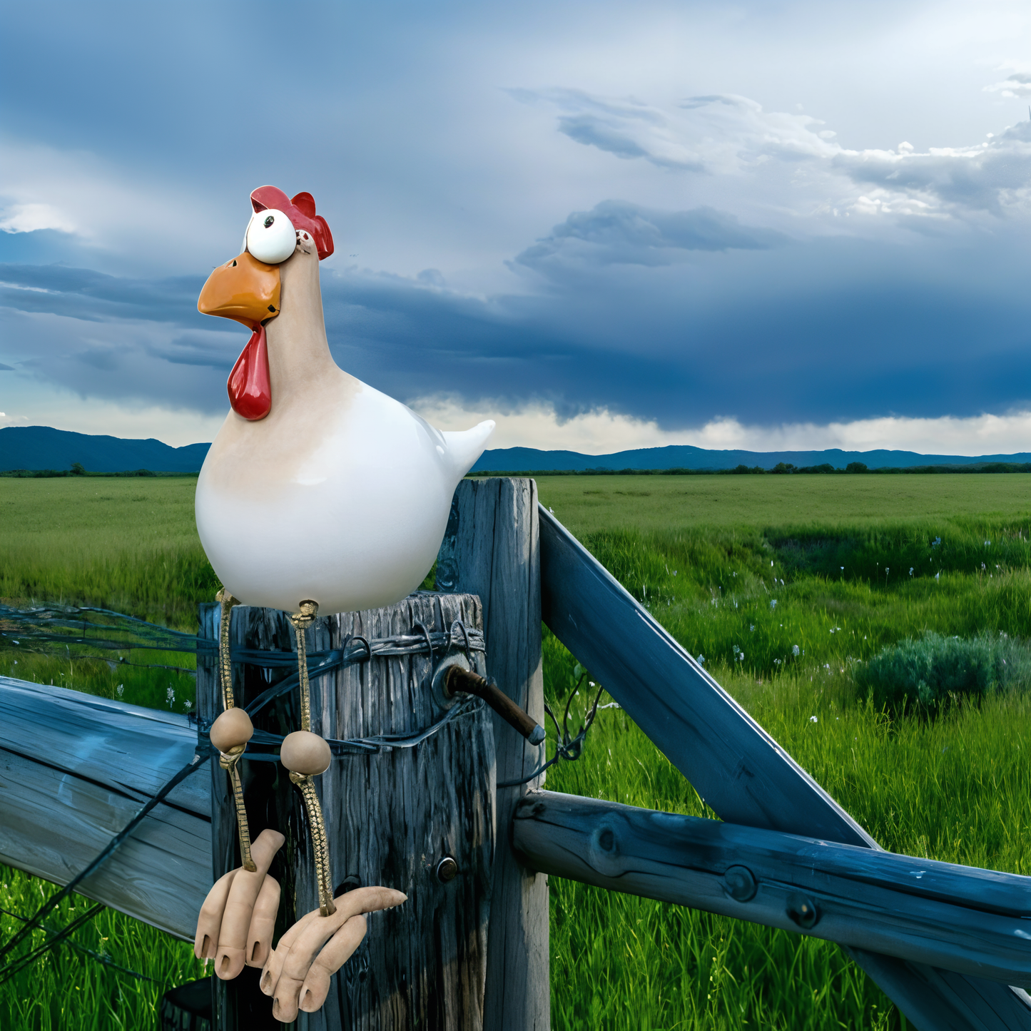 Cluckoo | Eigenzinnig tuinornament met kippen - Weerbestendig boerderijdierbeeldje