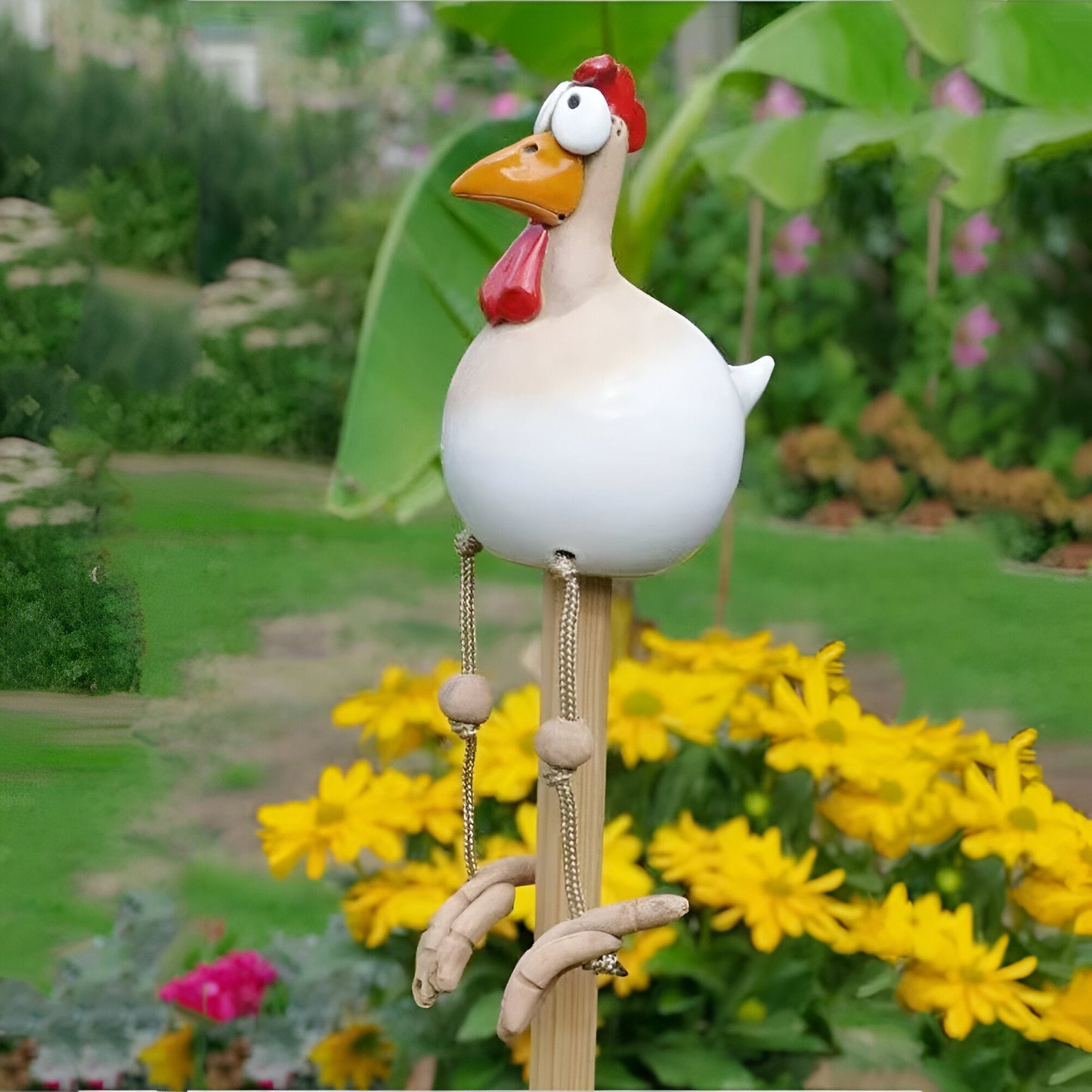 Cluckoo | Eigenzinnig tuinornament met kippen - Weerbestendig boerderijdierbeeldje