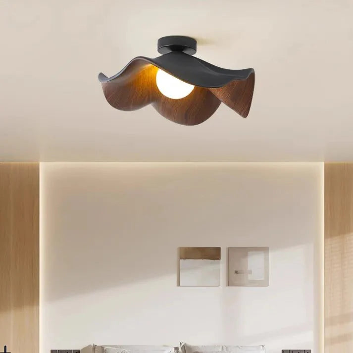 Scandinavische houten Lotus plafondlamp van hars