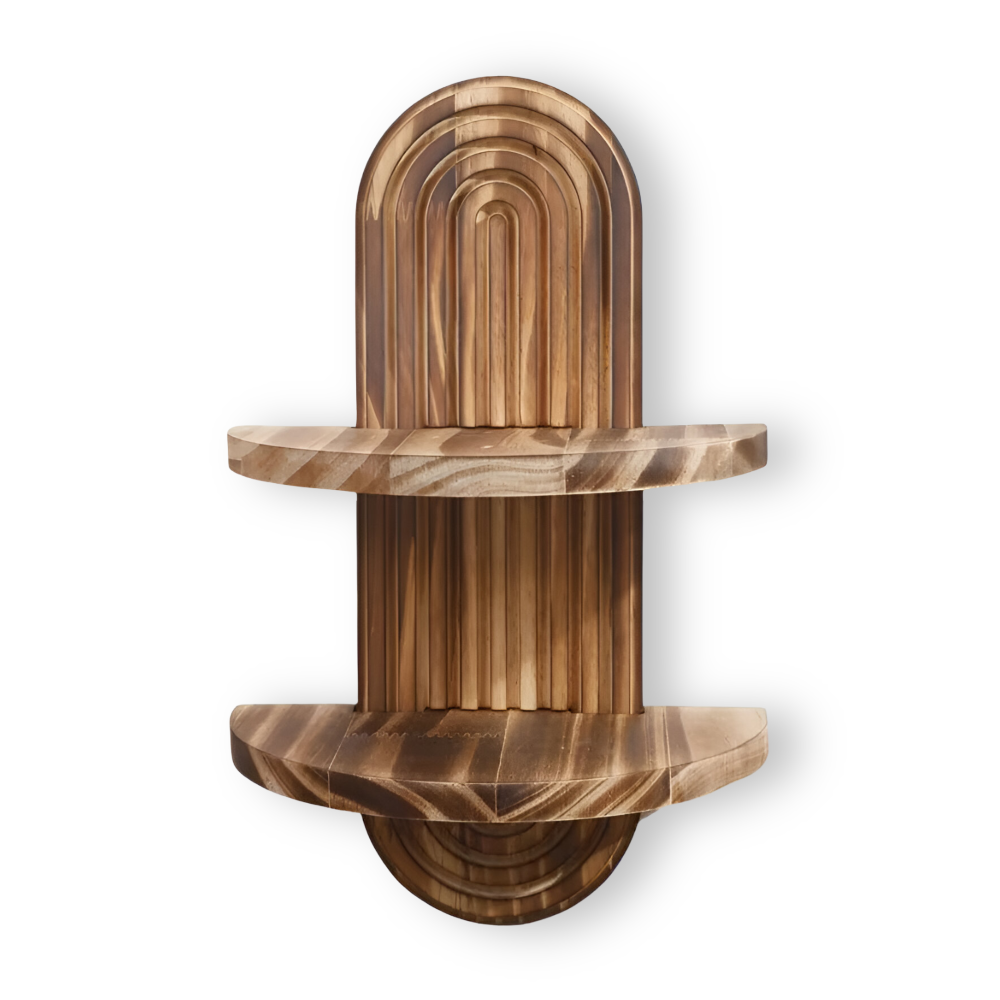 TimberGrid | Geometrische houten wandplankenset – Rustieke wandopberging en decoratieve display