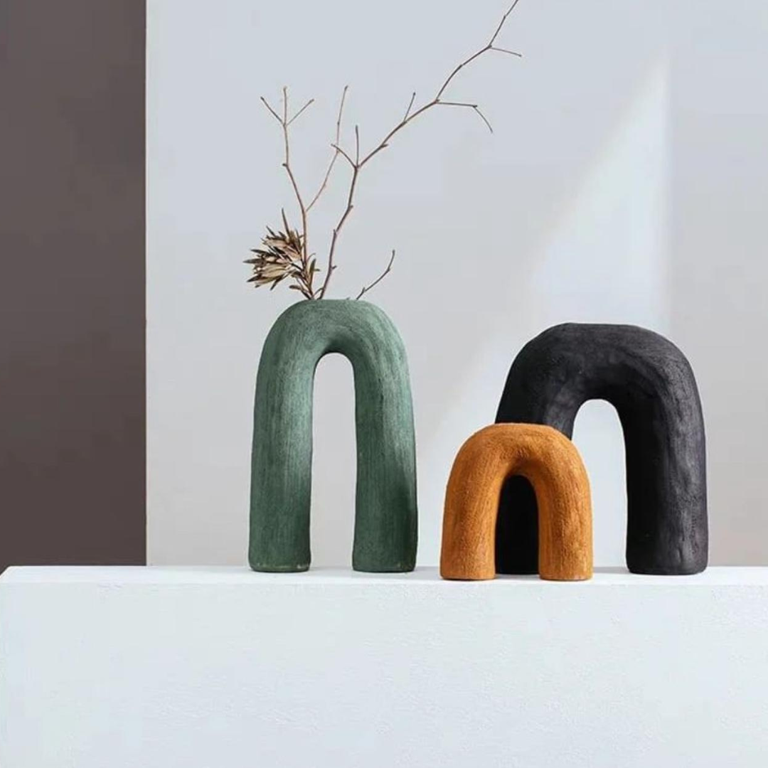 Bendra | Moderne Keramische Vaas - Uniek Gebogen Boog Ontwerp, Minimalistisch Woondecor
