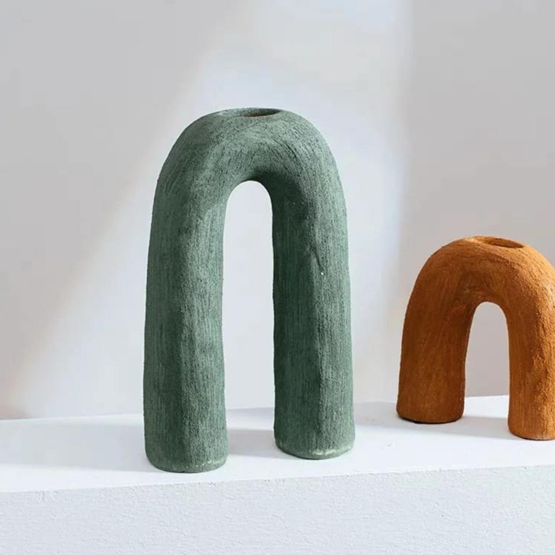 Bendra | Moderne Keramische Vaas - Uniek Gebogen Boog Ontwerp, Minimalistisch Woondecor