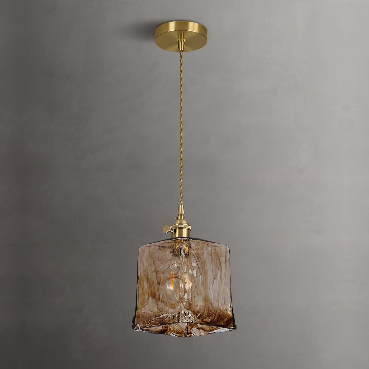 Vintage bruin glazen hanglamp