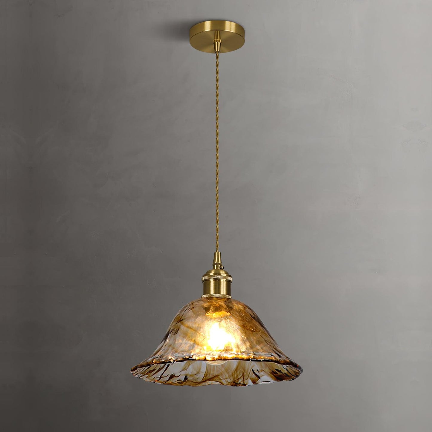 Vintage bruin glazen hanglamp
