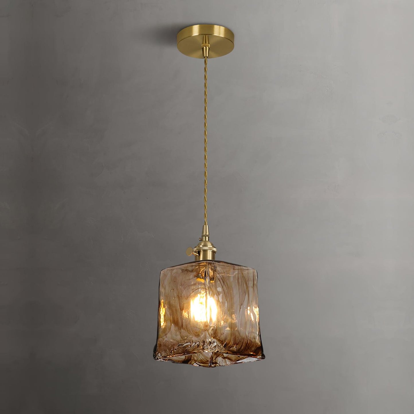 Vintage bruin glazen hanglamp