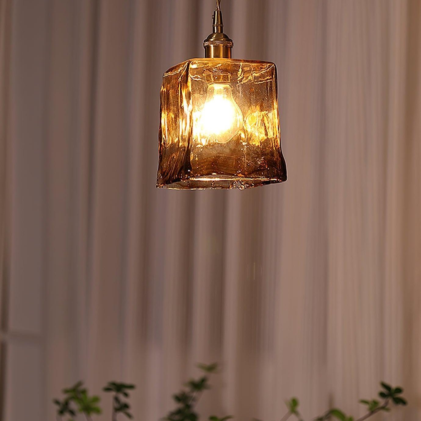 Vintage bruin glazen hanglamp