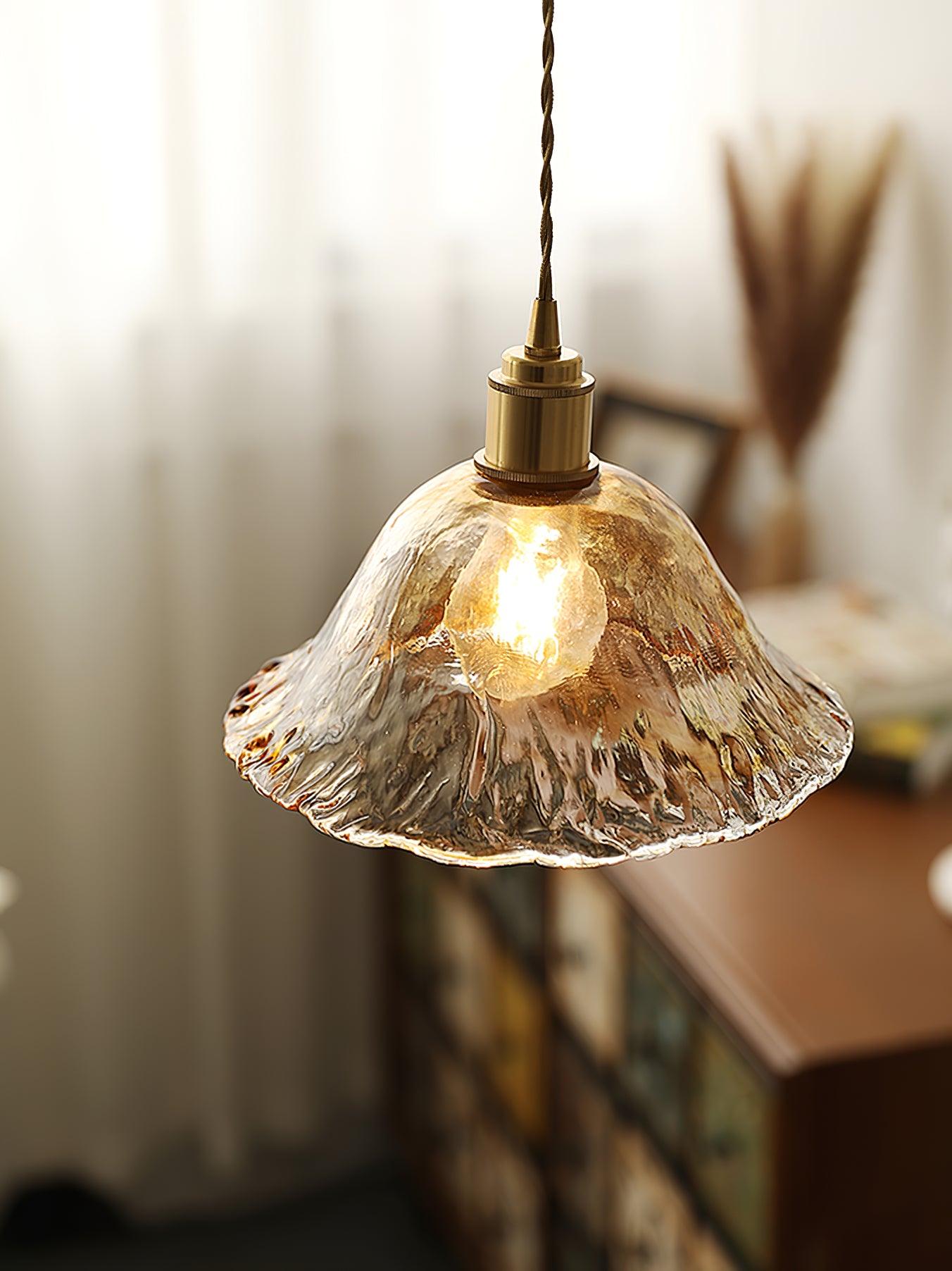 Vintage bruin glazen hanglamp