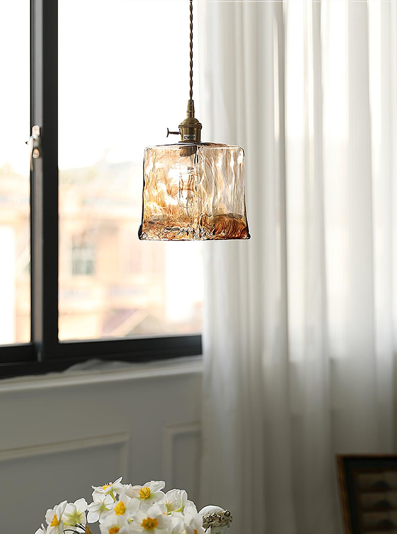Vintage bruin glazen hanglamp