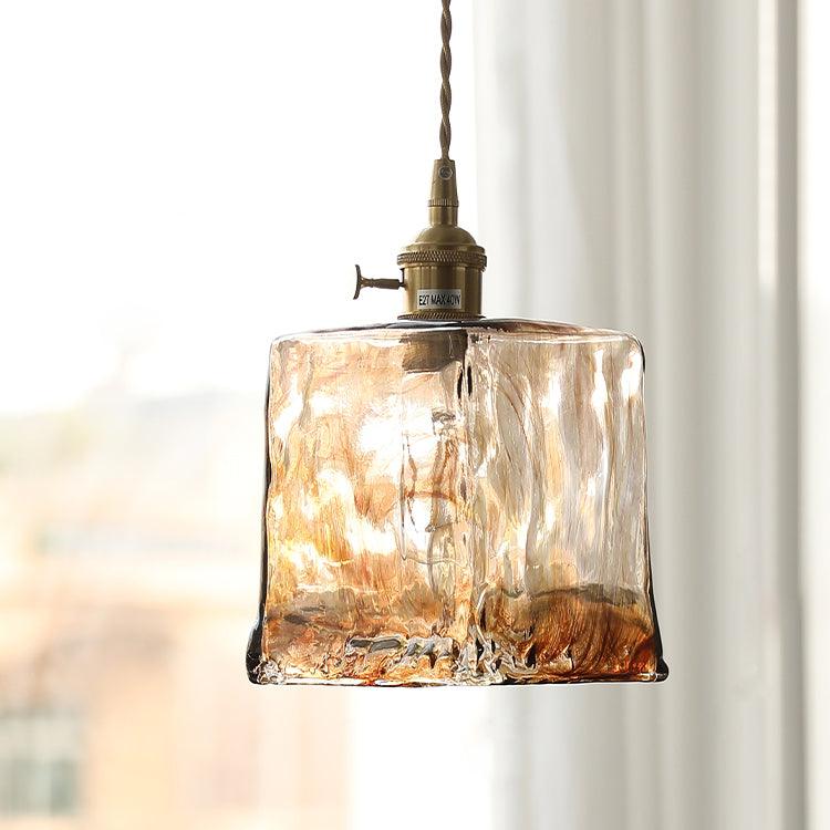 Vintage bruin glazen hanglamp