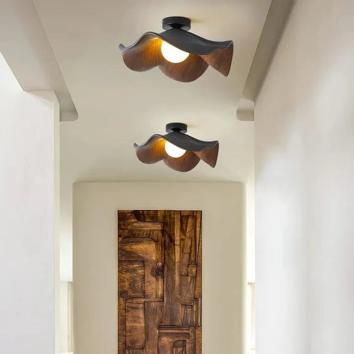 Scandinavische houten Lotus plafondlamp van hars