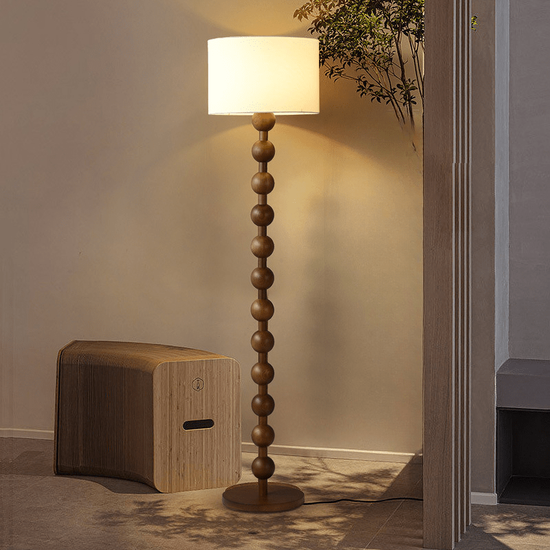 Japandi houten vloerlamp