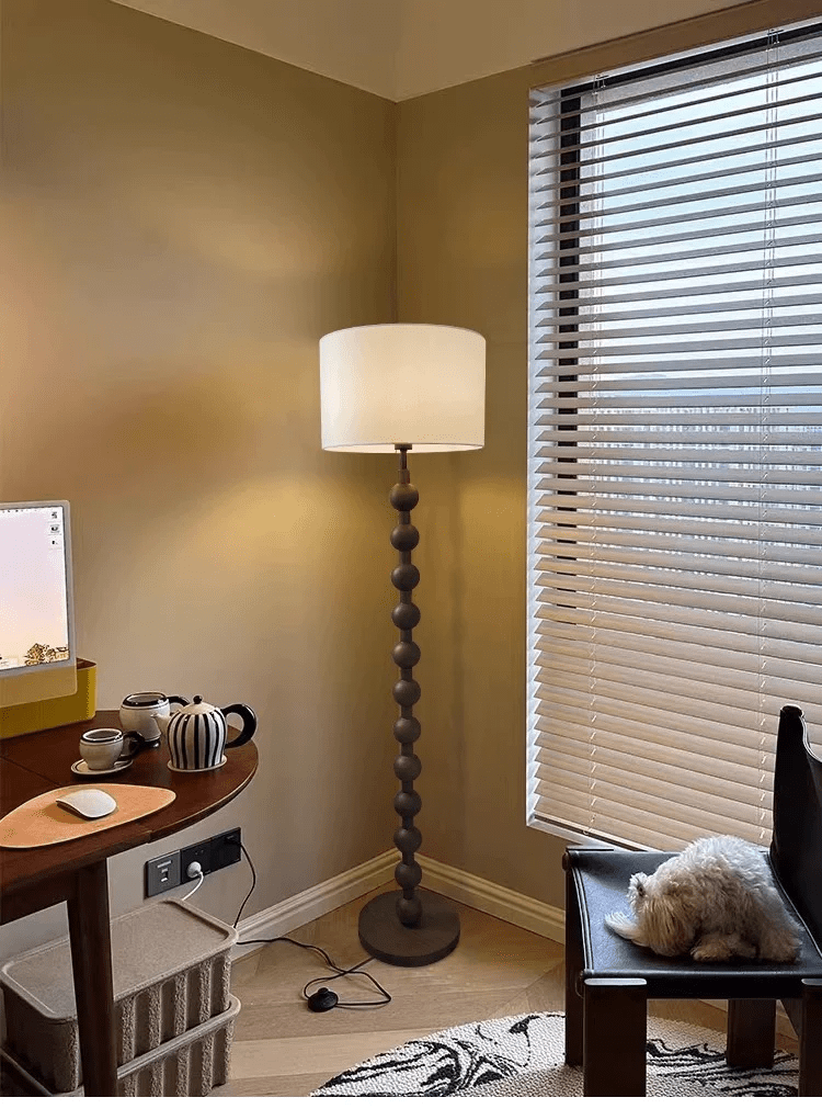 Japandi houten vloerlamp