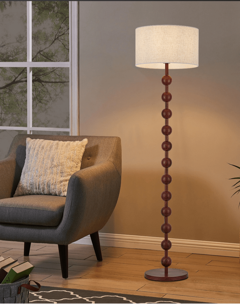 Japandi houten vloerlamp