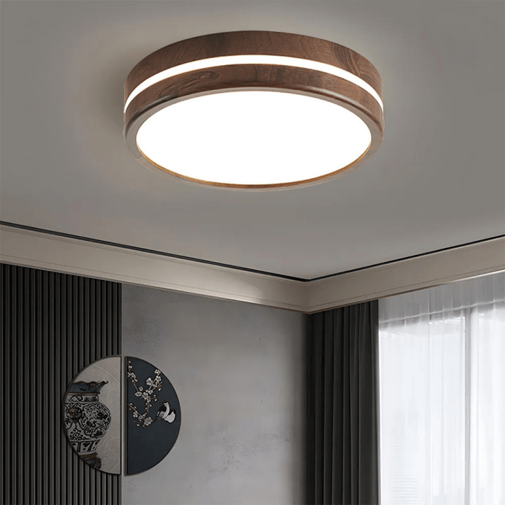 Ronde Houten Plafondlamp