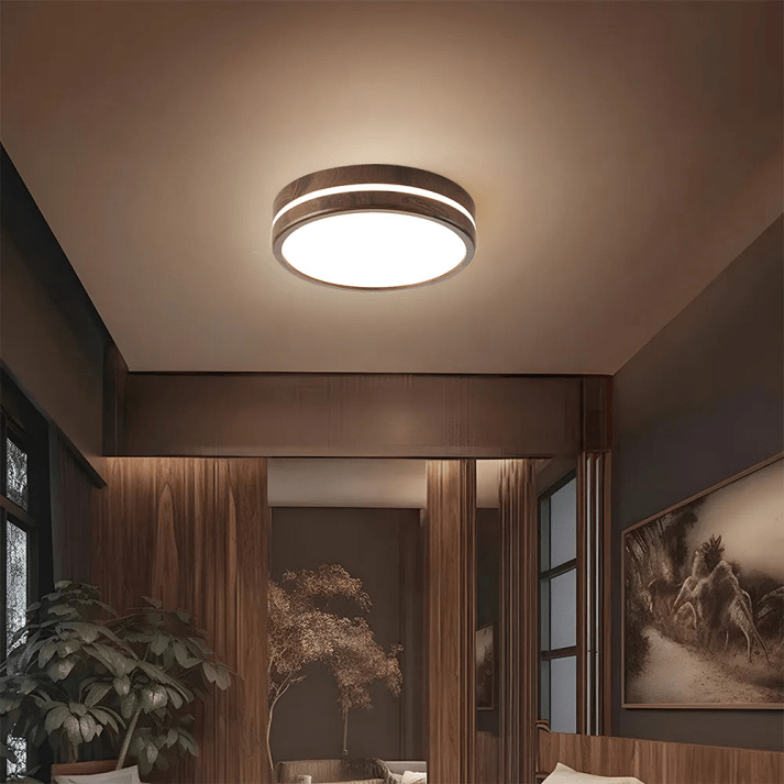 Ronde Houten Plafondlamp