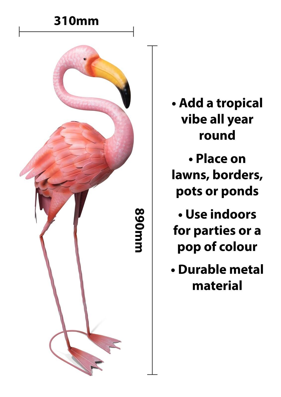Flamistique | Groot Metalen Flamingo Tuin Ornament - 90cm Roze Buiten Gazon Sculptuur