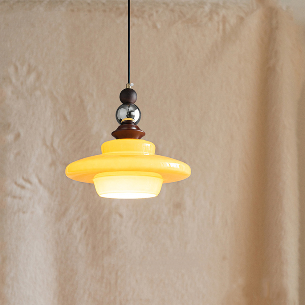 Middeleeuwse stijl glas beige eetkamer hanglamp
