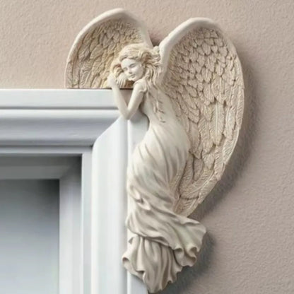WingedGrace | Witte Engel Wanddecoratie - 3D Gevleugelde Engel Sculptuur voor Hoeken, Elegant Woondecoratie