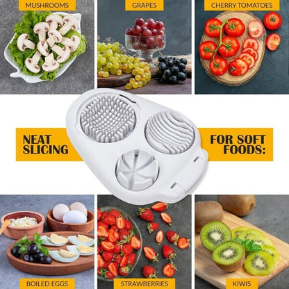 EggCraft | Multifunctionele 3-in-1 eiersnijder - Roestvrijstalen snijder voor plakjes, blokjes en partjes