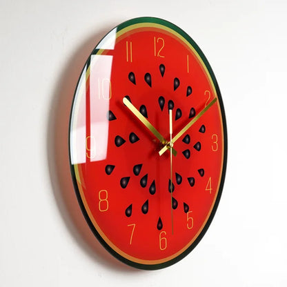 ZestClock | Moderne Glazen Wandklok - Levendig gesneden fruit ontwerp, Stille Quartz Beweging, Decoratieve Klok