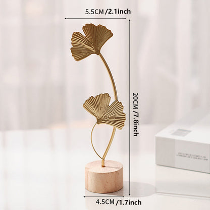 IronBliss | Scandinavisch Metalen Blad Kunstbeeldhouwwerk met Houten Voet - Creatief Huisdecor