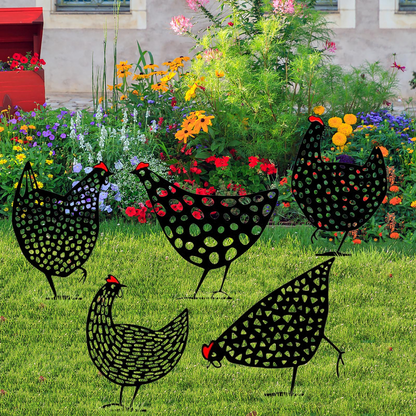 Clucko | Decoratieve metalen tuin kippen - Outdoor gazon beelden