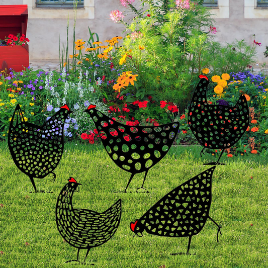 Clucko | Decoratieve metalen tuin kippen - Outdoor gazon beelden