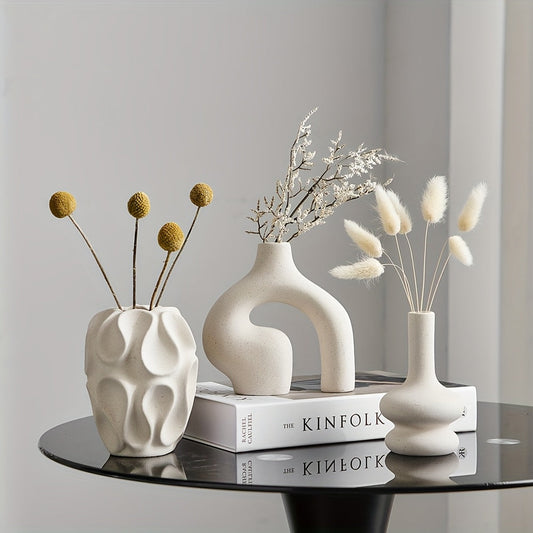VasaForm | 3-delige Boho keramische vaasset – Moderne Scandinavische minimalistische woondecoratie
