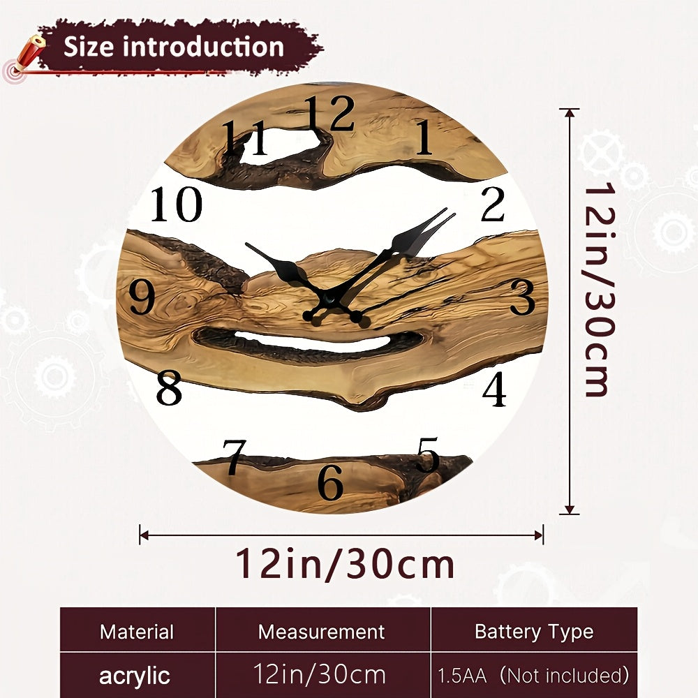 ClockCraft | Creatieve 12-inch acryl houtnerf wandklok - ontwerp zonder frame