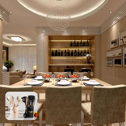 CookStash | Siliconen keukengerei Set - Anti-aanbak Gereedschap - Lichte Houten Handgrepen