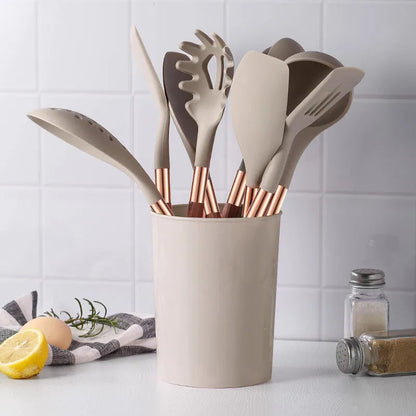 CookLuxe | 10-delige elegante siliconen keukenset - antiaanbak, hittebestendig kookgereedschap