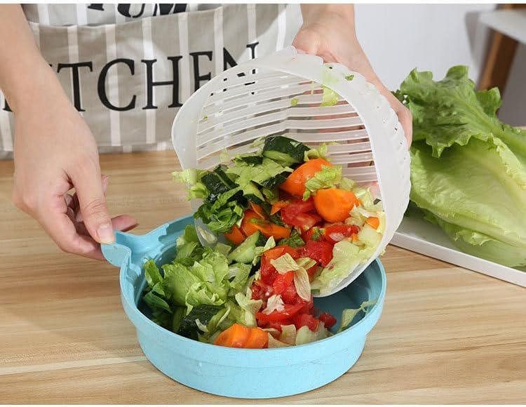 MixChop | Salade Snijder & Zeef Kom - 4-in-1 Fruit & Groenten Hakken, Spoelen & Serveren Gereedschap