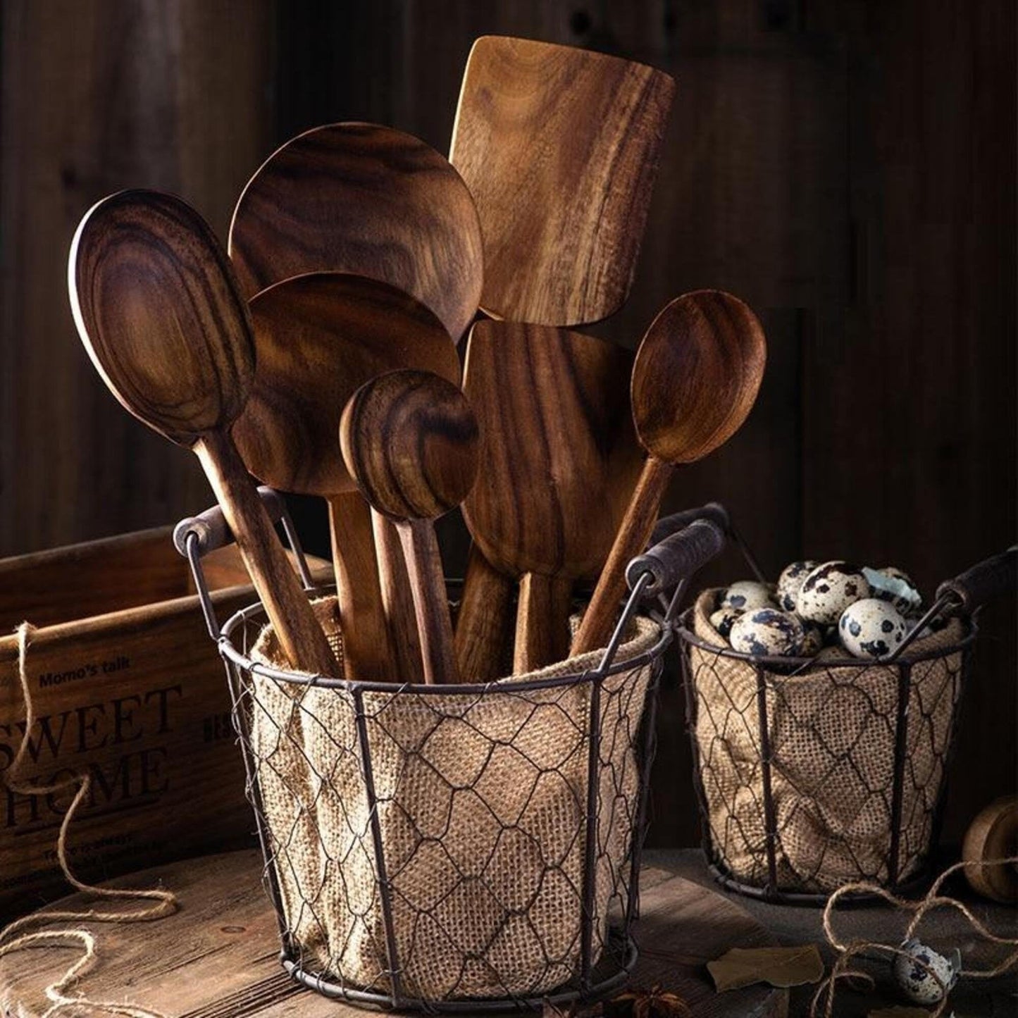 Utensilia | 7 Pcs Natural Teak Wooden Cooking Utensil Set