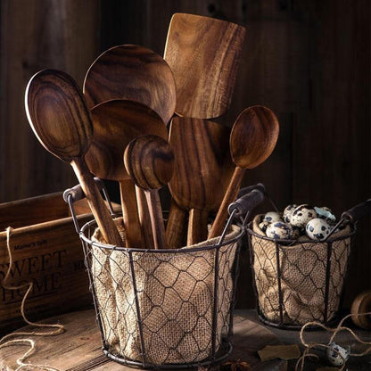 Utensilia | 7 Pcs Natural Teak Wooden Cooking Utensil Set