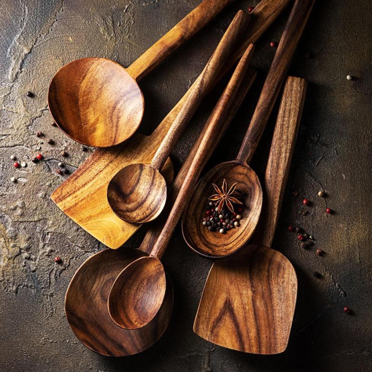 Utensilia | 7 Pcs Natural Teak Wooden Cooking Utensil Set