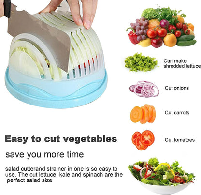 MixChop | Salade Snijder & Zeef Kom - 4-in-1 Fruit & Groenten Hakken, Spoelen & Serveren Gereedschap