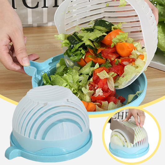 MixChop | Salade Snijder & Zeef Kom - 4-in-1 Fruit & Groenten Hakken, Spoelen & Serveren Gereedschap