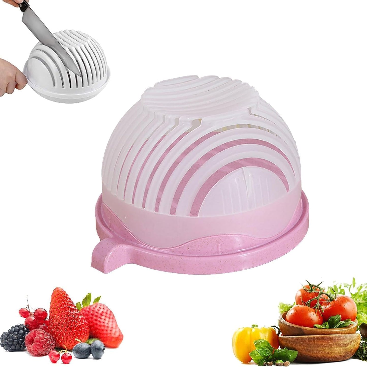 MixChop | Salade Snijder & Zeef Kom - 4-in-1 Fruit & Groenten Hakken, Spoelen & Serveren Gereedschap