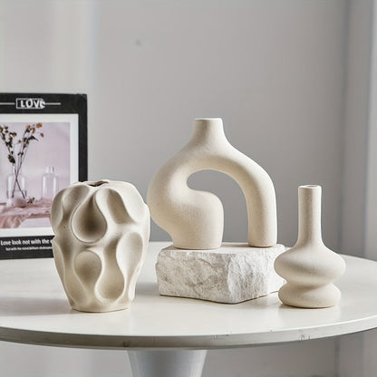 VasaForm | 3-delige Boho keramische vaasset – Moderne Scandinavische minimalistische woondecoratie