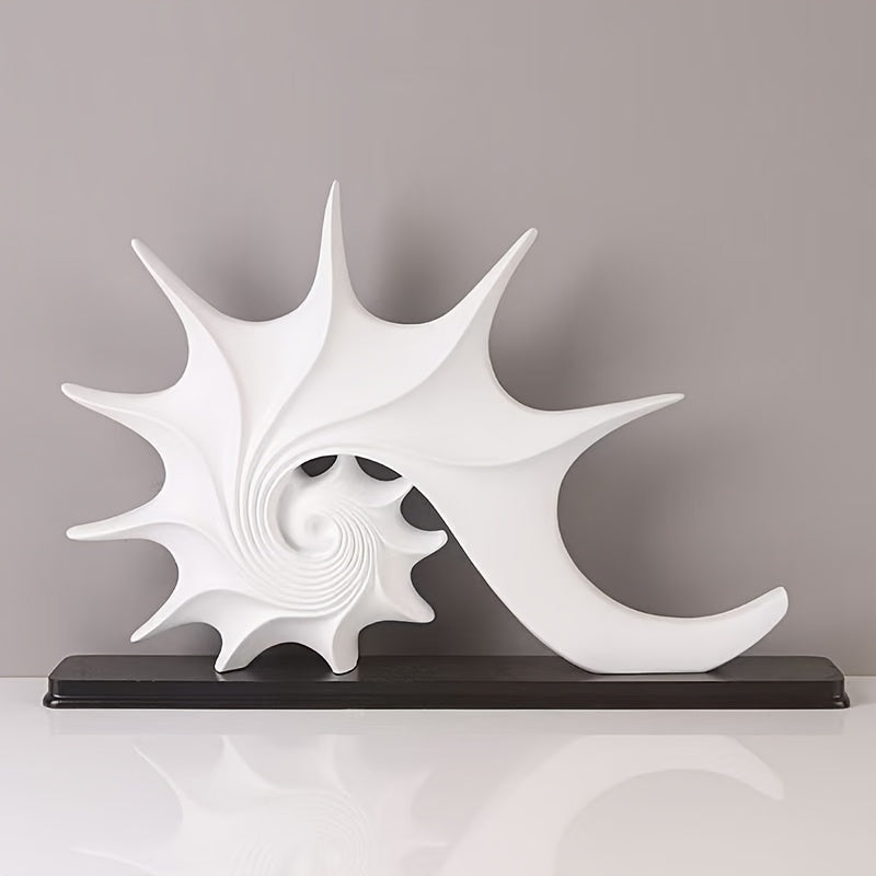 AureliaShell | Luxe Blauw & Goud Hars Schelp Sculptuur - Fantasie Kustdecoratie